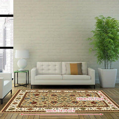 Vintage Floral Area Rug Non-slip Soft Polyester Fiber Mat