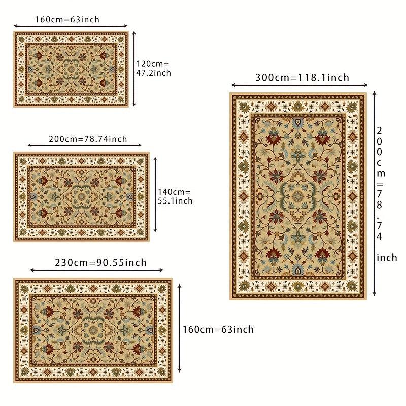 Vintage Floral Area Rug Non-slip Soft Polyester Fiber Mat