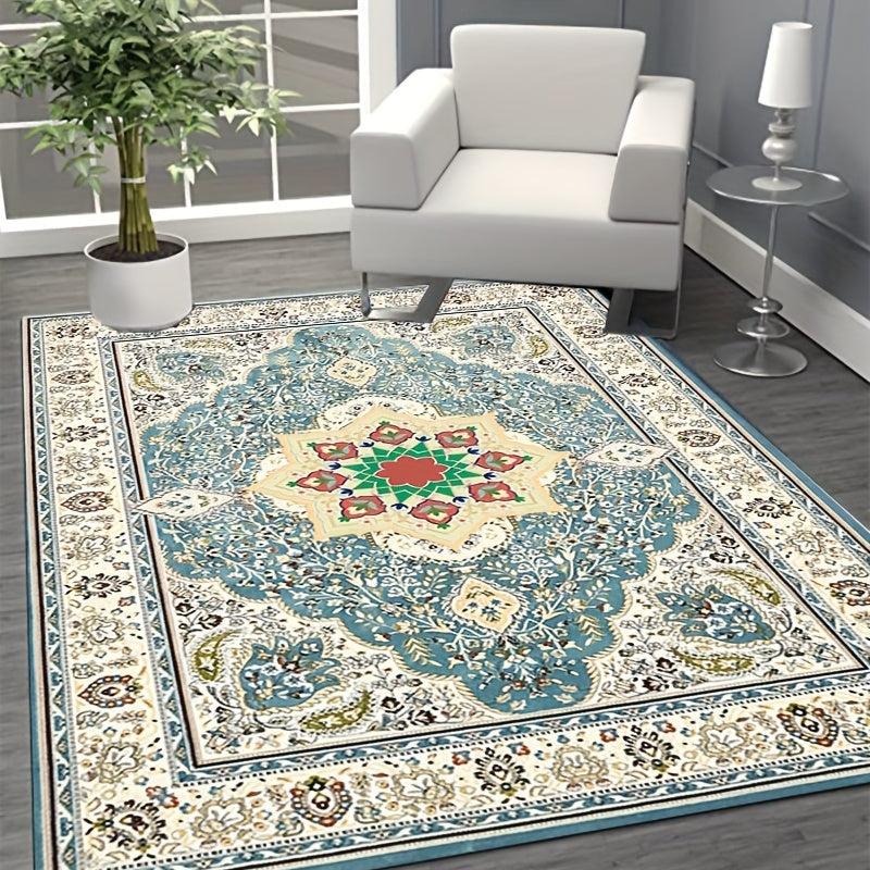 Floral Shaggy Vintage Area Rug Non Slip Waterproof Machine Washable Carpet