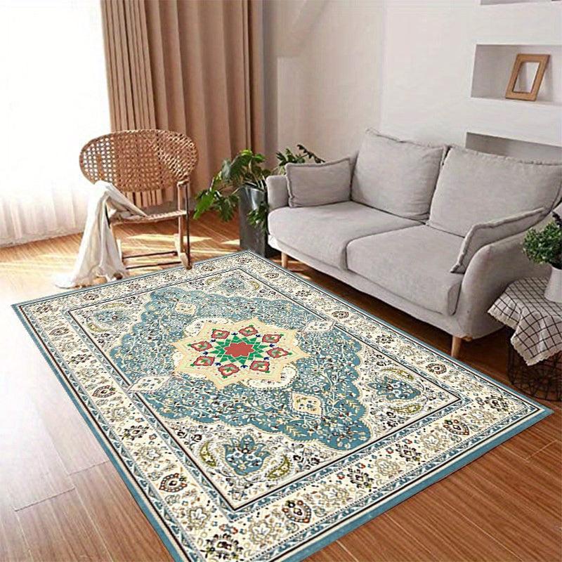 Floral Shaggy Vintage Area Rug Non Slip Waterproof Machine Washable Carpet