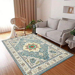 Floral Shaggy Vintage Area Rug Non Slip Waterproof Machine Washable Carpet