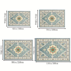 Floral Shaggy Vintage Area Rug Non Slip Waterproof Machine Washable Carpet