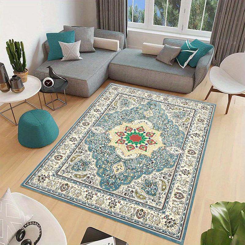 Floral Shaggy Vintage Area Rug Non Slip Waterproof Machine Washable Carpet