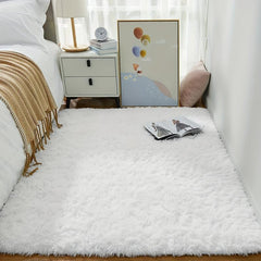 Soft Shaggy Ivory Rug 4x6 Fuzzy Plush Bedroom Area Rug