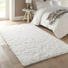 Soft Shaggy Ivory Rug 4x6 Fuzzy Plush Bedroom Area Rug
