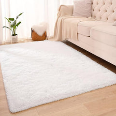 Soft Shaggy Ivory Rug 4x6 Fuzzy Plush Bedroom Area Rug