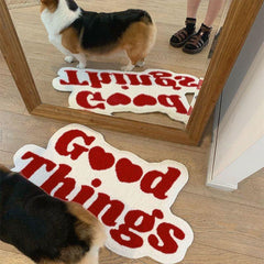 Letter Graphic Rug Geometric Non-slip Floor Mat for Living Room and Bedroom