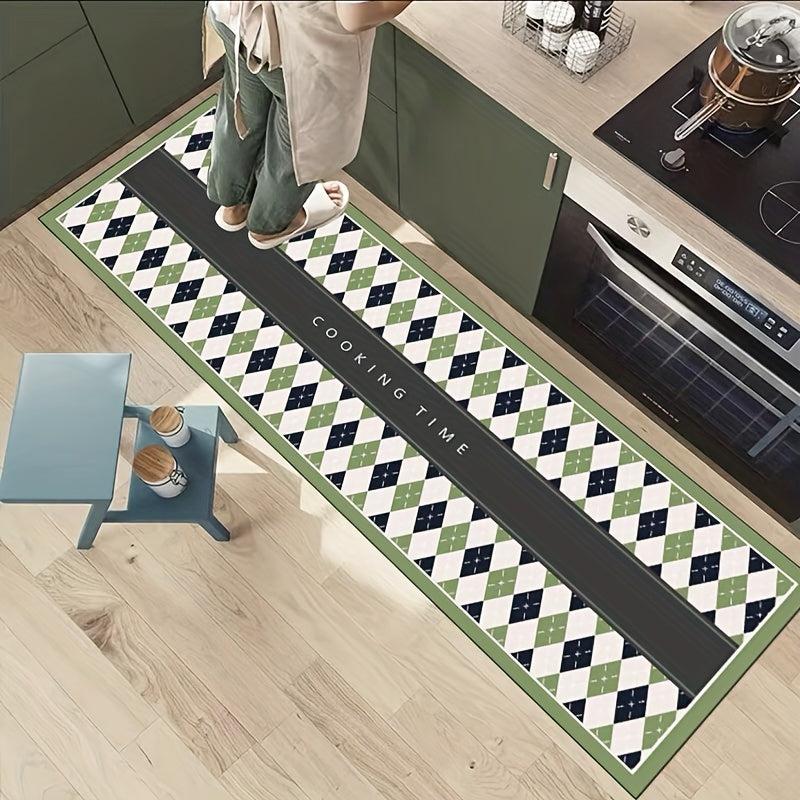 Green Checkered Pattern Area Rug Christmas Theme Kitchen Rugs