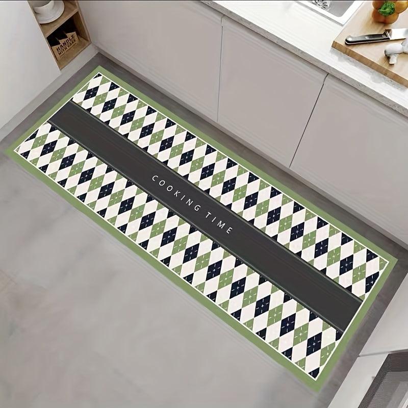 Green Checkered Pattern Area Rug Christmas Theme Kitchen Rugs
