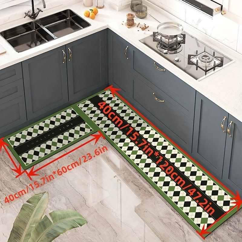 Green Checkered Pattern Area Rug Christmas Theme Kitchen Rugs
