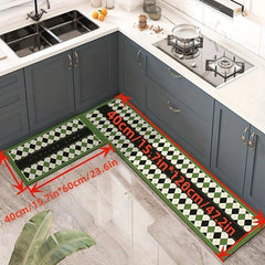 Green Checkered Pattern Area Rug Christmas Theme Kitchen Rugs