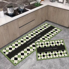 Green Checkered Pattern Area Rug Christmas Theme Kitchen Rugs