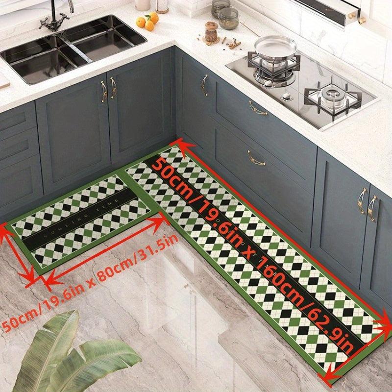 Green Checkered Pattern Area Rug Christmas Theme Kitchen Rugs