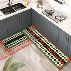 Green Checkered Pattern Area Rug Christmas Theme Kitchen Rugs