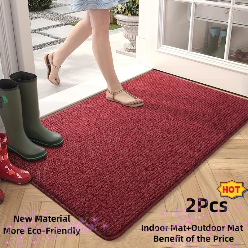 2pcs Machine Washable Door Mat for Home Decor and Protection