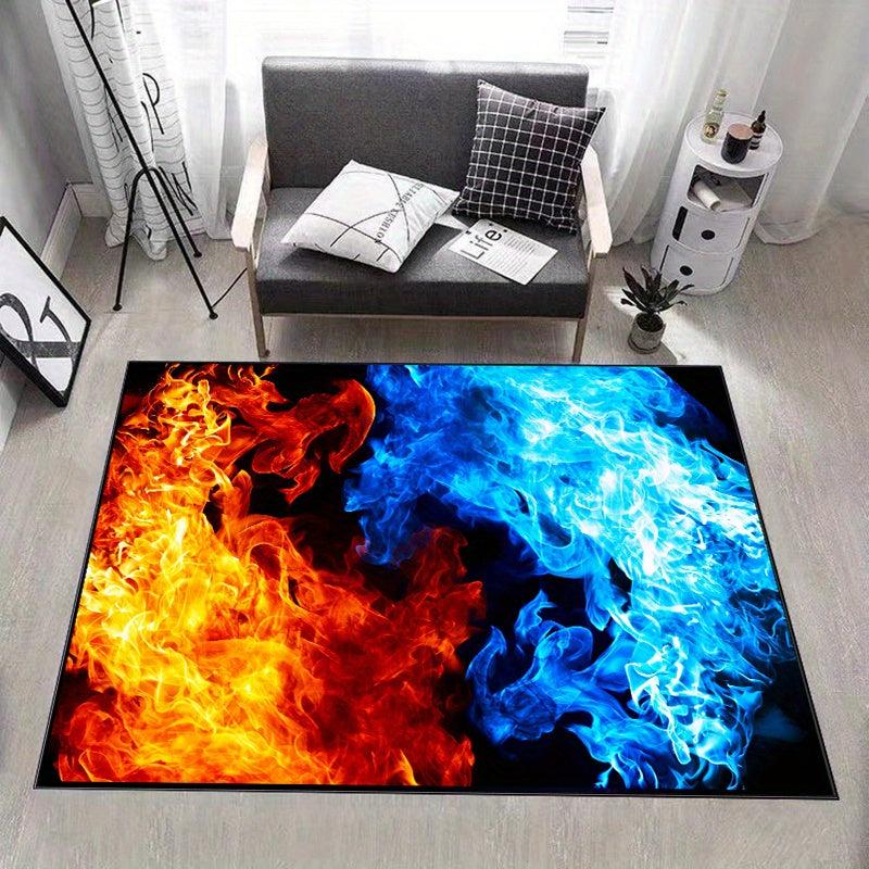 Anti Fatigue Ice And Fire Print Area Rug