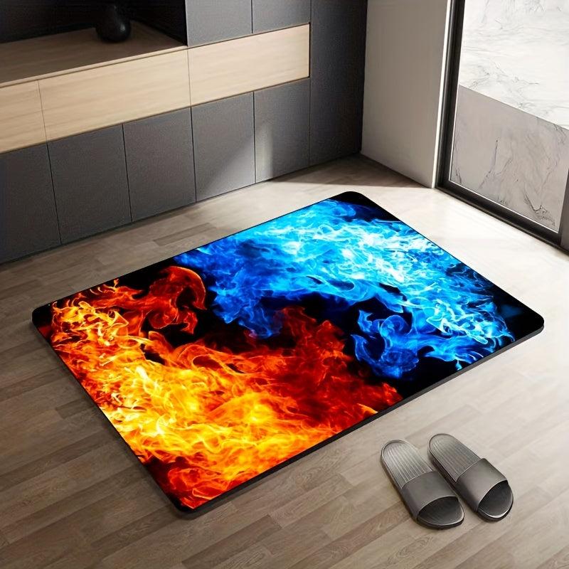 Anti Fatigue Ice And Fire Print Area Rug