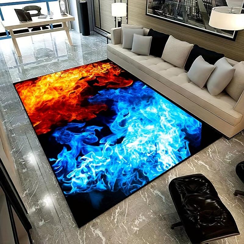 Anti Fatigue Ice And Fire Print Area Rug
