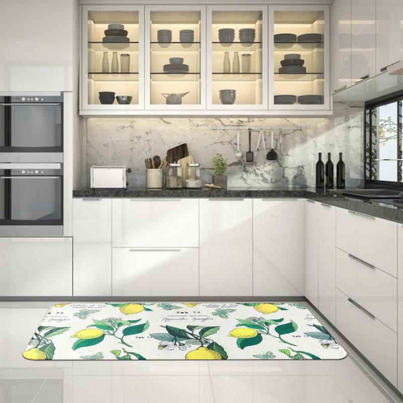Anti Fatigue Kitchen Floor Mat Lemon Pattern Non Slip Rug