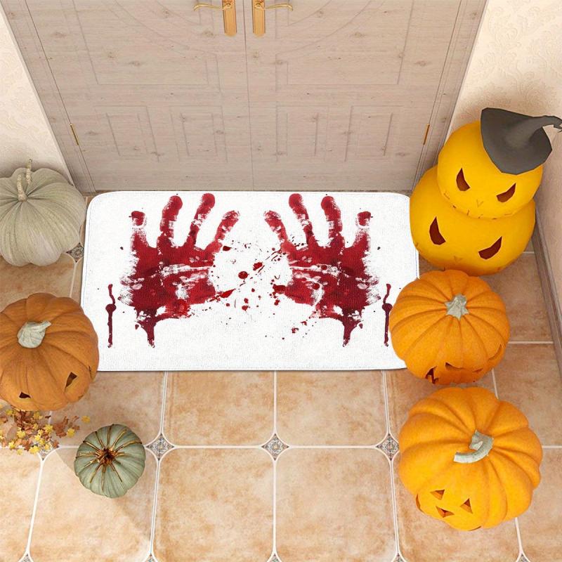 Halloween Bath Mat Bloody Handprint Gag Gift Non Slip Rug