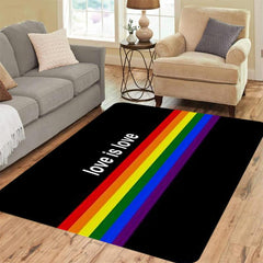 Rainbow Love Printed Area Rug Soft Flannel Floor Mat Non Slip Thickened