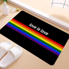 Rainbow Love Printed Area Rug Soft Flannel Floor Mat Non Slip Thickened