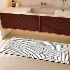 Geometric Pattern Bath Rug Absorbent Non-slip Bath Mat Diatom Mud Material