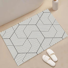 Geometric Pattern Bath Rug Absorbent Non-slip Bath Mat Diatom Mud Material