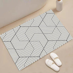 Geometric Pattern Bath Rug Absorbent Non-slip Bath Mat Diatom Mud Material