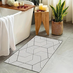 Geometric Pattern Bath Rug Absorbent Non-slip Bath Mat Diatom Mud Material