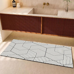 Geometric Pattern Bath Rug Absorbent Non-slip Bath Mat Diatom Mud Material