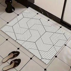 Geometric Pattern Bath Rug Absorbent Non-slip Bath Mat Diatom Mud Material