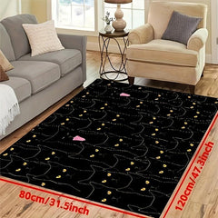 1pc Cat Yellow Eyes Kitchen Rug Non-Skid Washable Soft Carpet Doormat