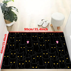 1pc Cat Yellow Eyes Kitchen Rug Non-Skid Washable Soft Carpet Doormat