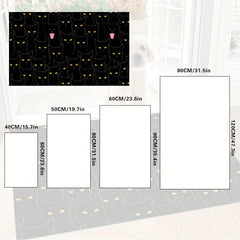 1pc Cat Yellow Eyes Kitchen Rug Non-Skid Washable Soft Carpet Doormat