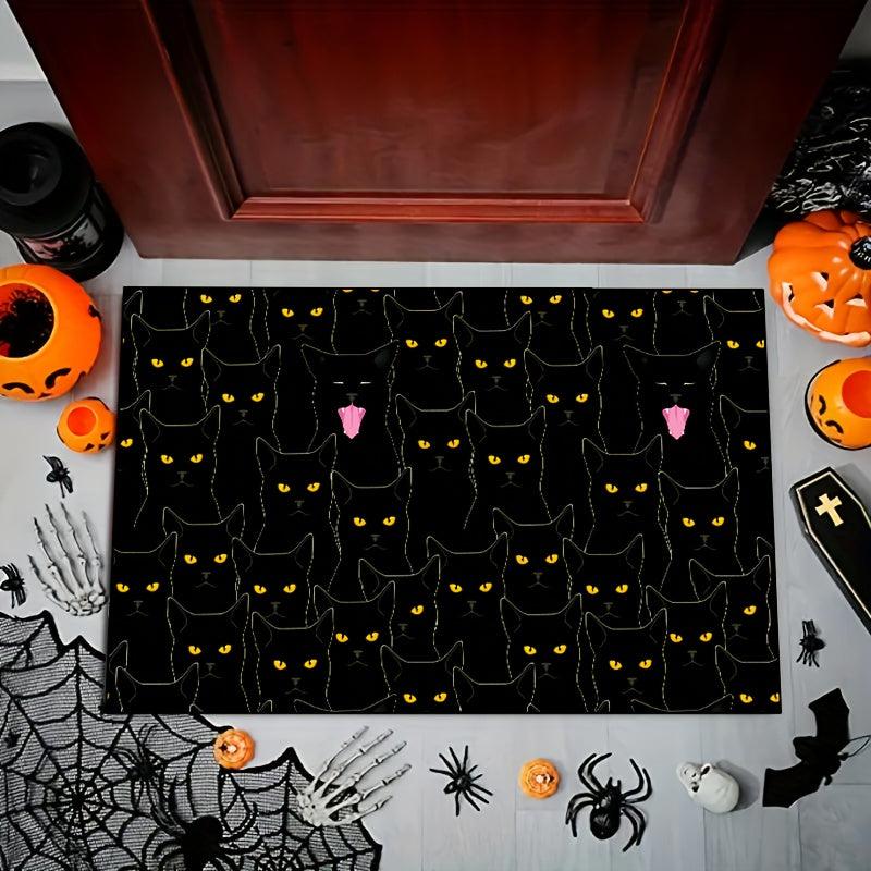 1pc Cat Yellow Eyes Kitchen Rug Non-Skid Washable Soft Carpet Doormat