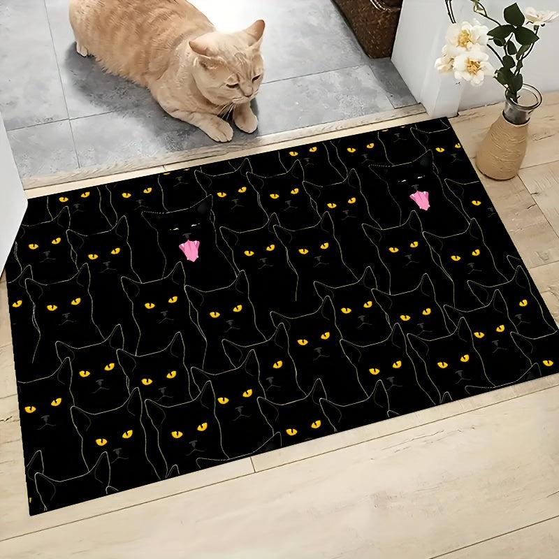 1pc Cat Yellow Eyes Kitchen Rug Non-Skid Washable Soft Carpet Doormat