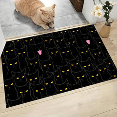 1pc Cat Yellow Eyes Kitchen Rug Non-Skid Washable Soft Carpet Doormat