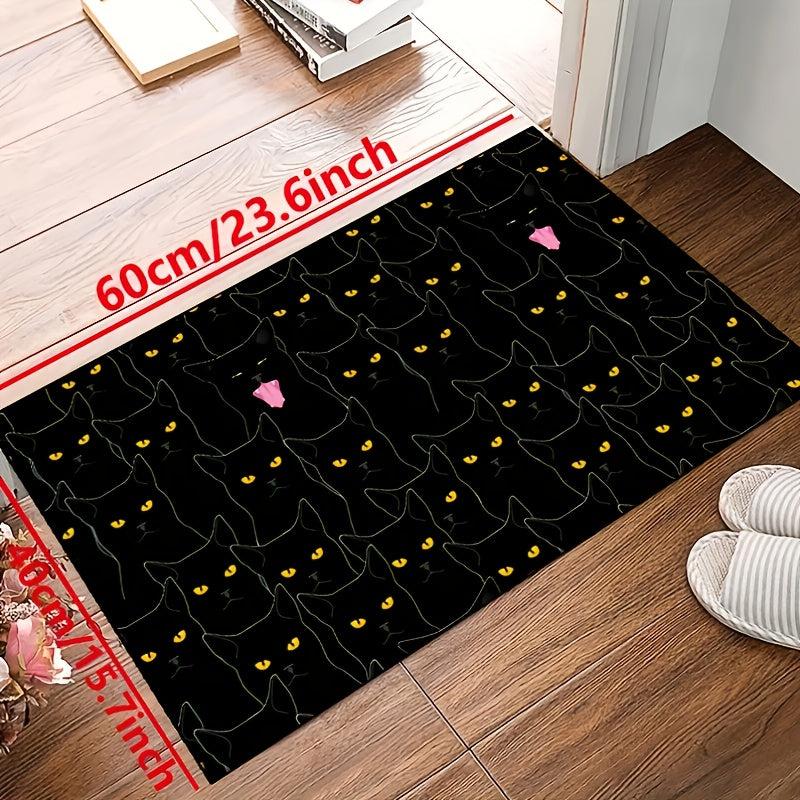 1pc Cat Yellow Eyes Kitchen Rug Non-Skid Washable Soft Carpet Doormat
