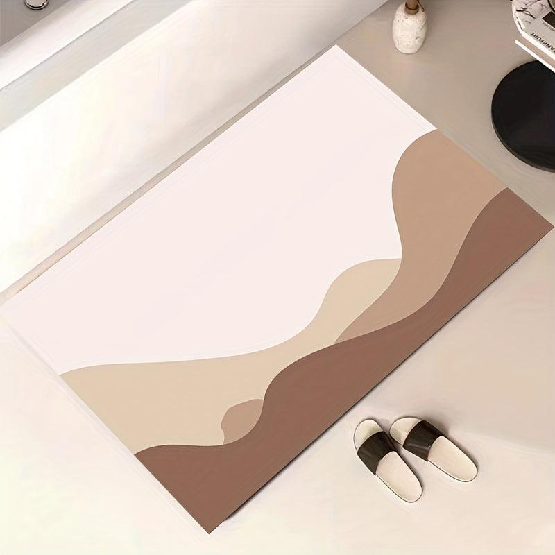Graphic Printed Non-slip Bath Rug - Diatom Mud Material Shower Carpet