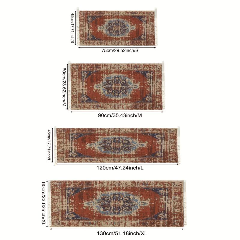 Red Woven Tassel Fabric Area Rug Ethnic Style Home Decor Rug