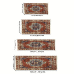 Red Woven Tassel Fabric Area Rug Ethnic Style Home Decor Rug