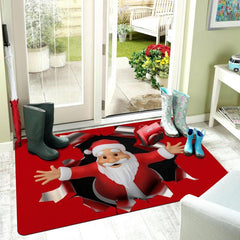 1pc Santa Claus 3D Print Funny Entrance Door Mats Non Slip Rubber Kitchen Carpet