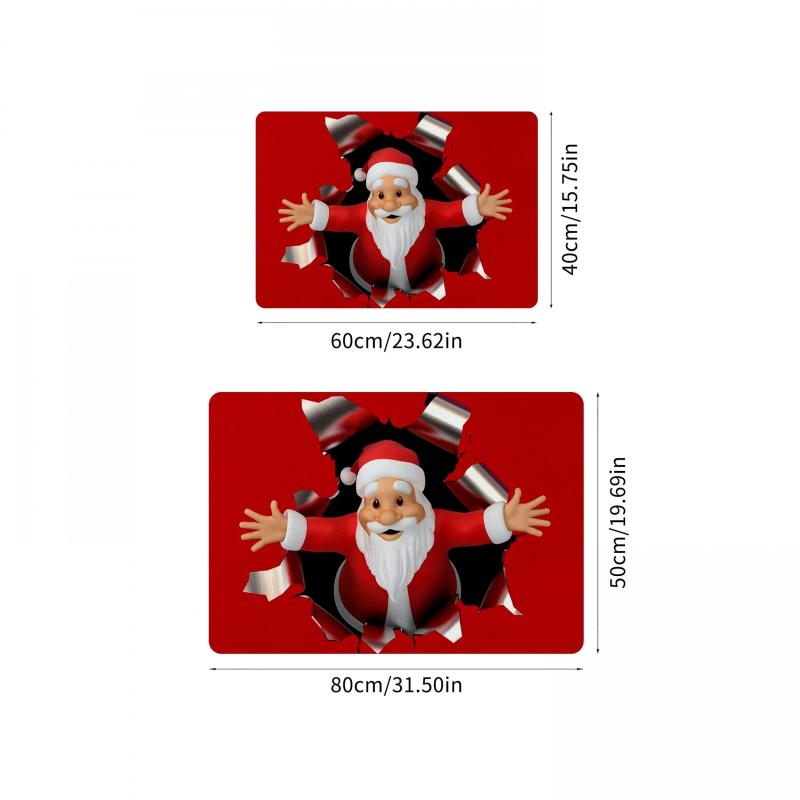 1pc Santa Claus 3D Print Funny Entrance Door Mats Non Slip Rubber Kitchen Carpet