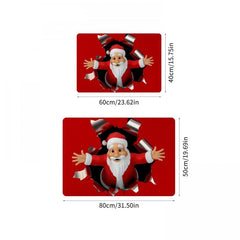 1pc Santa Claus 3D Print Funny Entrance Door Mats Non Slip Rubber Kitchen Carpet