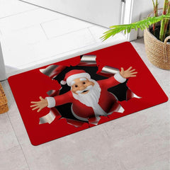 1pc Santa Claus 3D Print Funny Entrance Door Mats Non Slip Rubber Kitchen Carpet