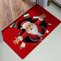1pc Santa Claus 3D Print Funny Entrance Door Mats Non Slip Rubber Kitchen Carpet