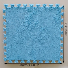 6pcs Plush Puzzle Foam Floor Mat Bay Window Mat Seat Mat Square