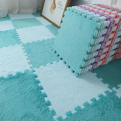 6pcs Plush Puzzle Foam Floor Mat Bay Window Mat Seat Mat Square