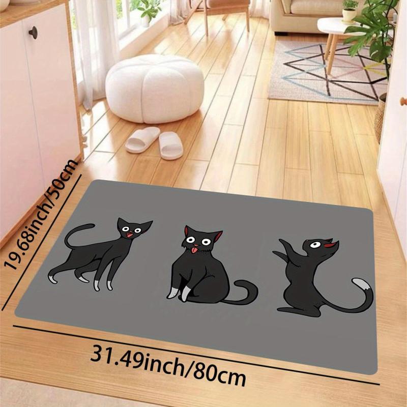 Cat Print Doormat Absorbent Bathroom Carpet Kitchen Mat Bath Mat